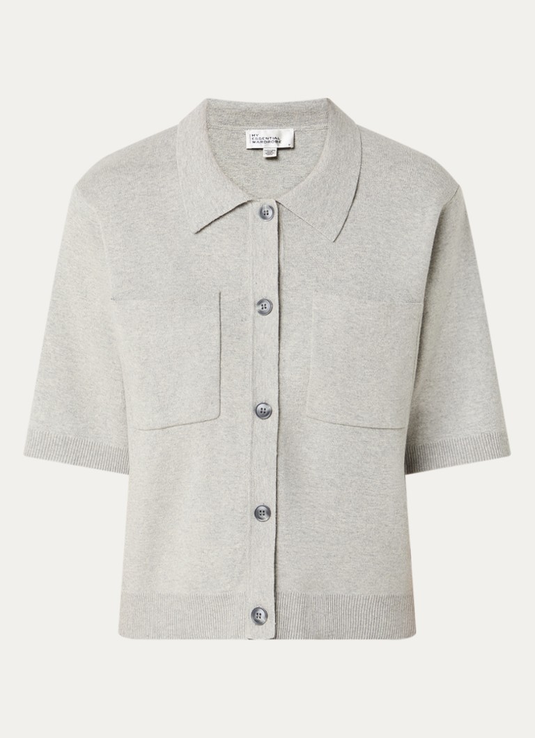 My Essential Wardrobe Dames Stino fijngebreid vest in linnenblend met gemêleerd dessin in de kleur Middengrijs, maat: XS