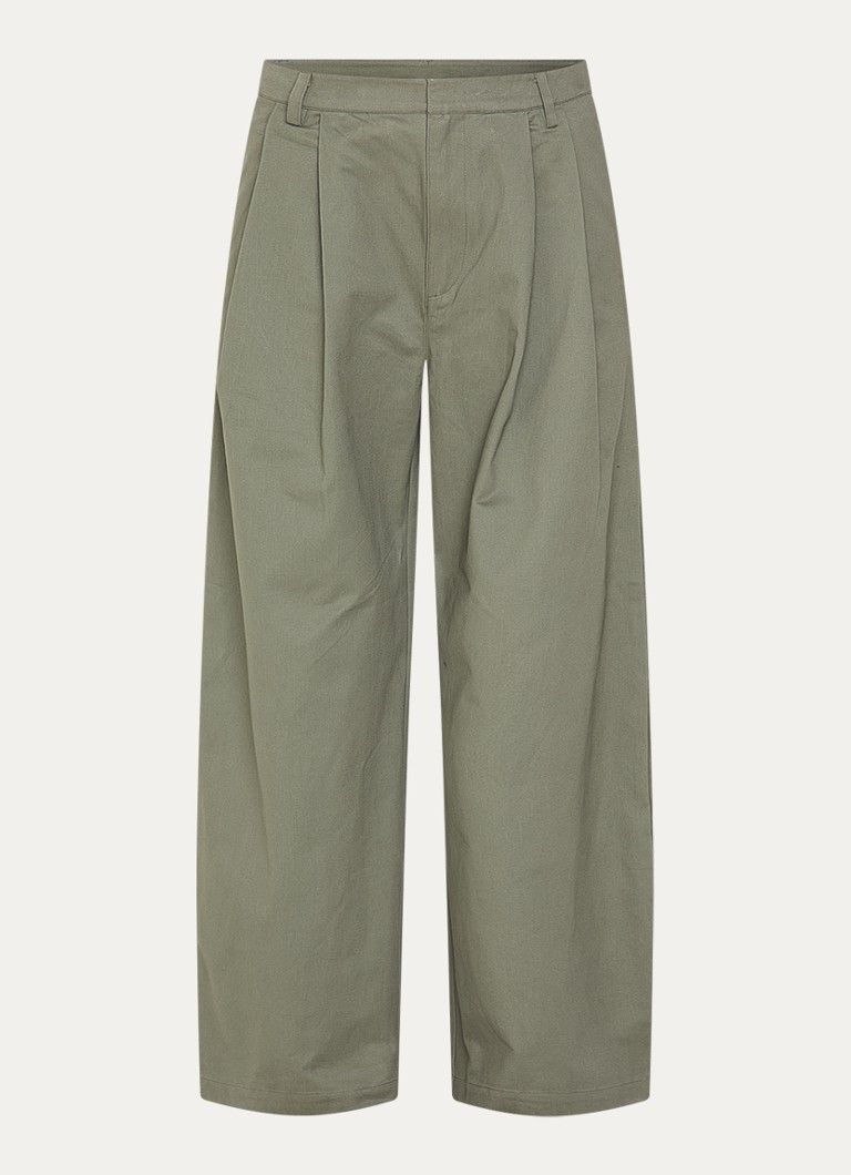 My Essential Wardrobe Dames Gisva high waist balloon fit chino met steekzakken in de kleur Groen, maat: 40