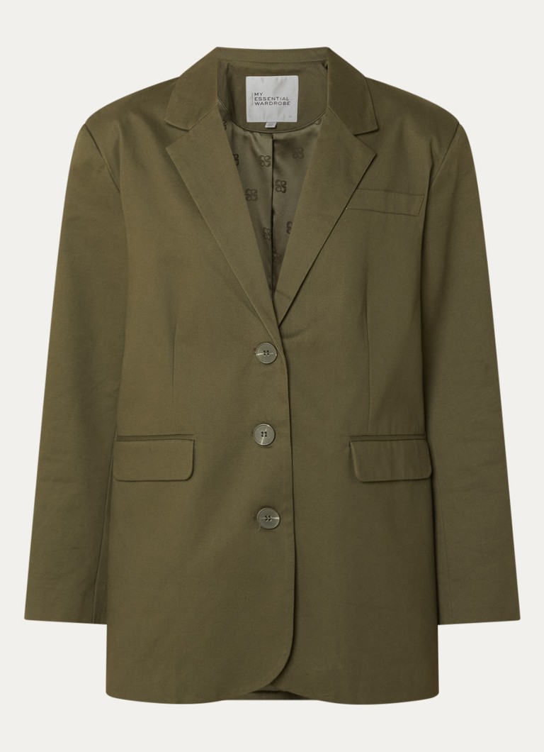 My Essential Wardrobe Dames Gisva blazer met klepzakken in de kleur Olijfgroen, maat: 36