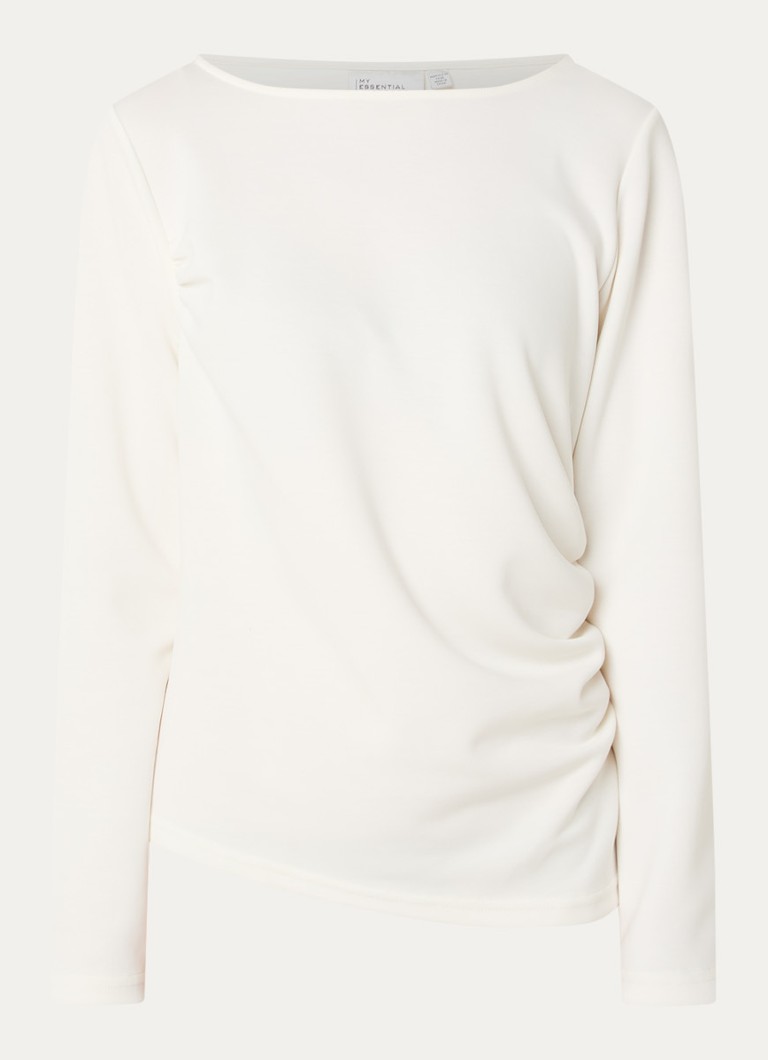 My Essential Wardrobe Dames Helle top met plooidetail in de kleur Wit, maat: XS