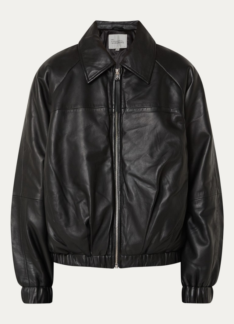 My Essential Wardrobe Dames Luba jack van lamsleer in de kleur Zwart, maat: 36