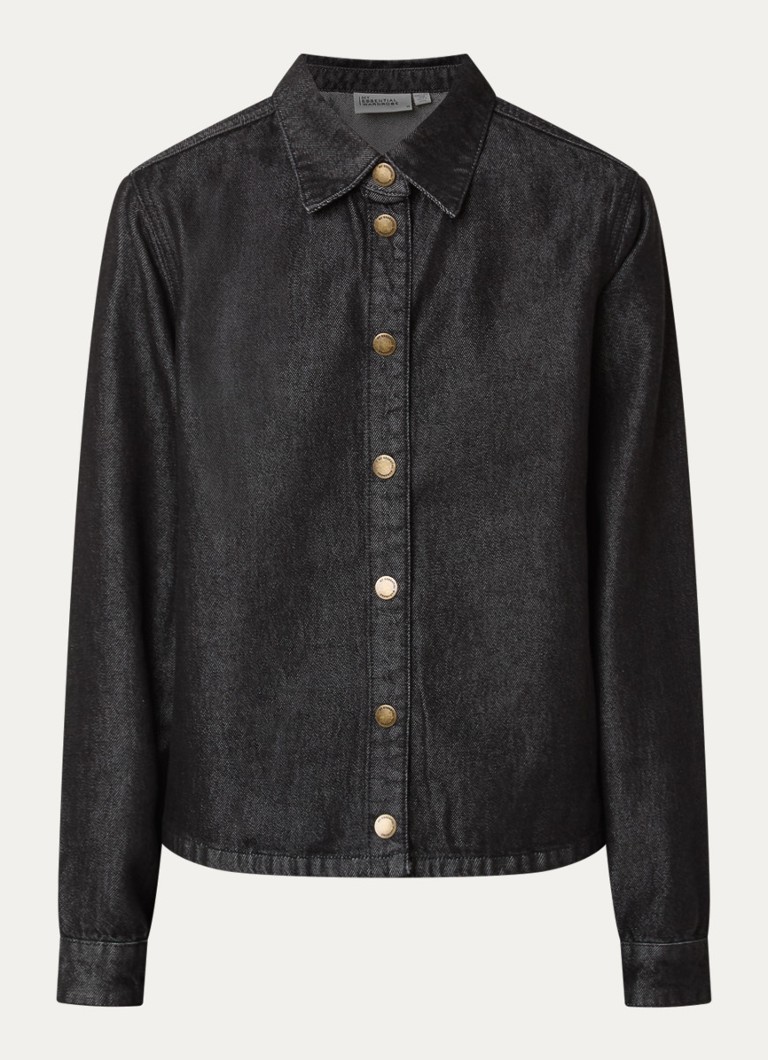 My Essential Wardrobe Dames Malle 181 blouse van denim in de kleur Zwart, maat: 42