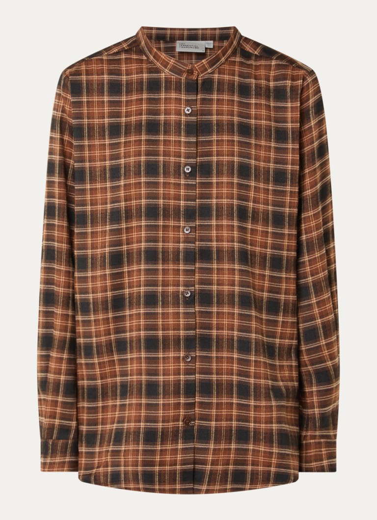 My Essential Wardrobe Dames Mateo blouse met ruitdessin in de kleur Bruin, maat: 38