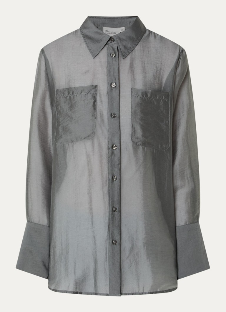 My Essential Wardrobe Dames Smilla semi-transparante blouse met borstzakken in de kleur Grijs, maat: 34
