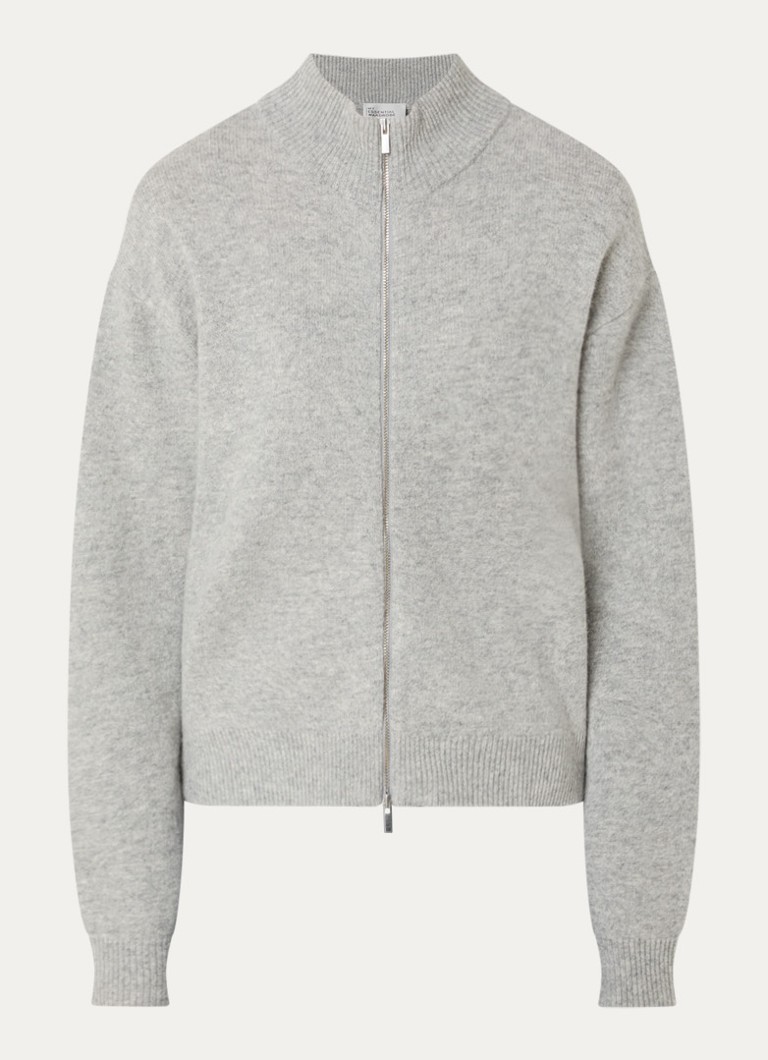 My Essential Wardrobe Dames Tracy grofgebreide vest met opstaande kraag in de kleur Lichtgrijs, maat: M