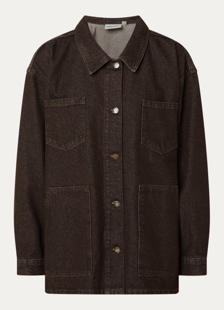 My Essential Wardrobe Dames Uma 188 Boxy jack van denim met steekzakken in de kleur Donkerbruin, maat: 40