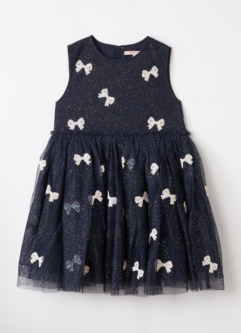 Konges Sløjd Meisjes Yvonne jurk met lurex in de kleur Donkerblauw, maat: 7Y-8Y=128