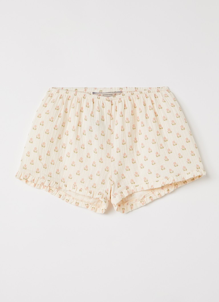 Konges Sløjd Meisjes Coco loose fit korte broek met bloemenprint in de kleur Beige, maat: 5Y-6Y=116