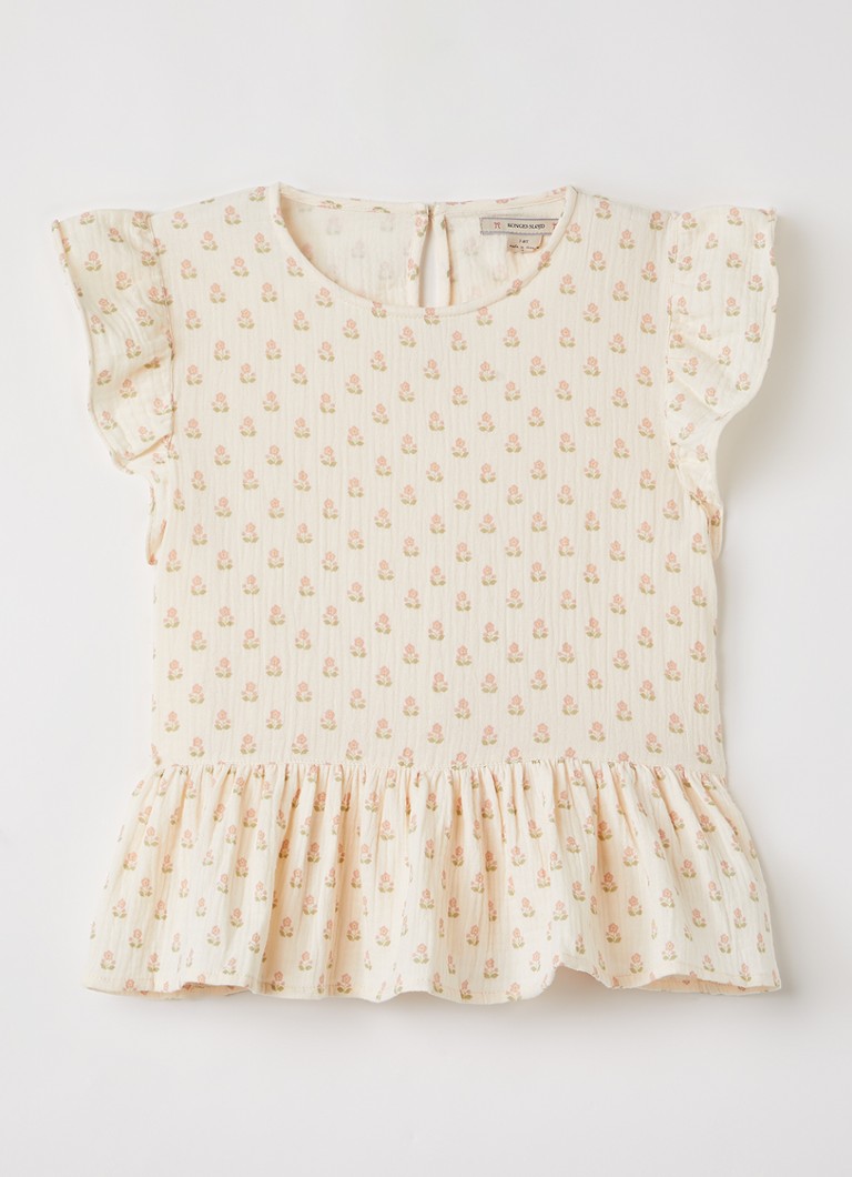 Konges Sløjd Meisjes Coco jurk met bloemenprint in de kleur Beige, maat: 9Y-10Y=140