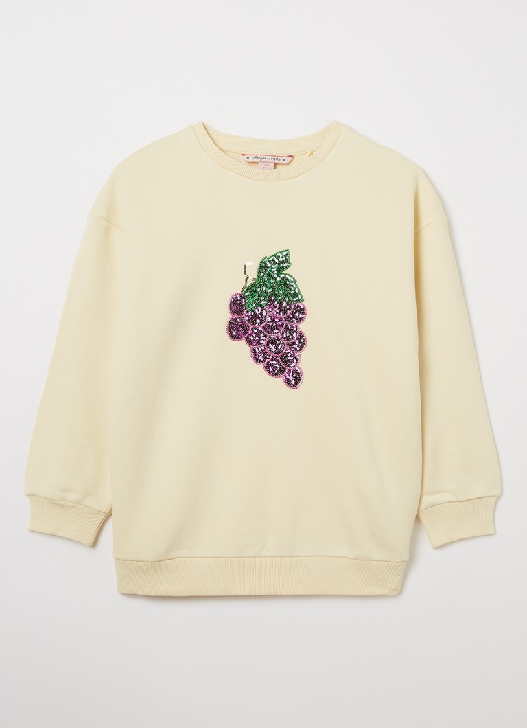 Konges Sløjd Meisjes Lou sweater met pailletten in de kleur Creme, maat: 7Y-8Y=128