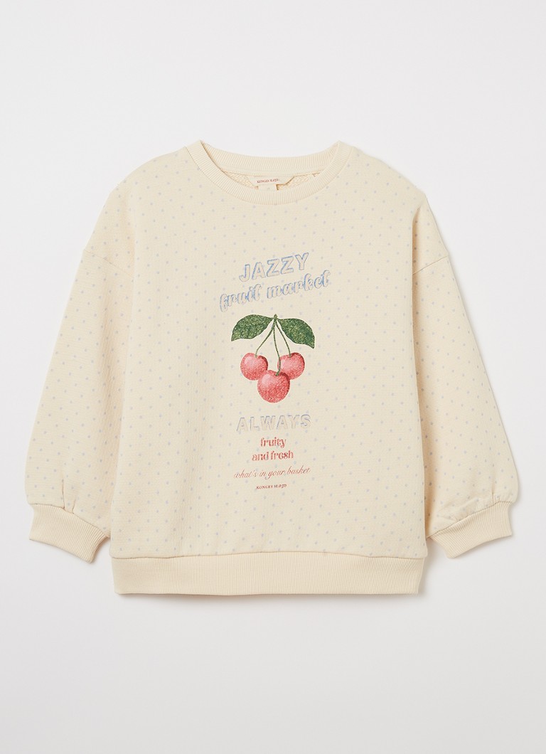 Konges Sløjd Meisjes Loupy sweater met print in de kleur Creme, maat: 5Y=110