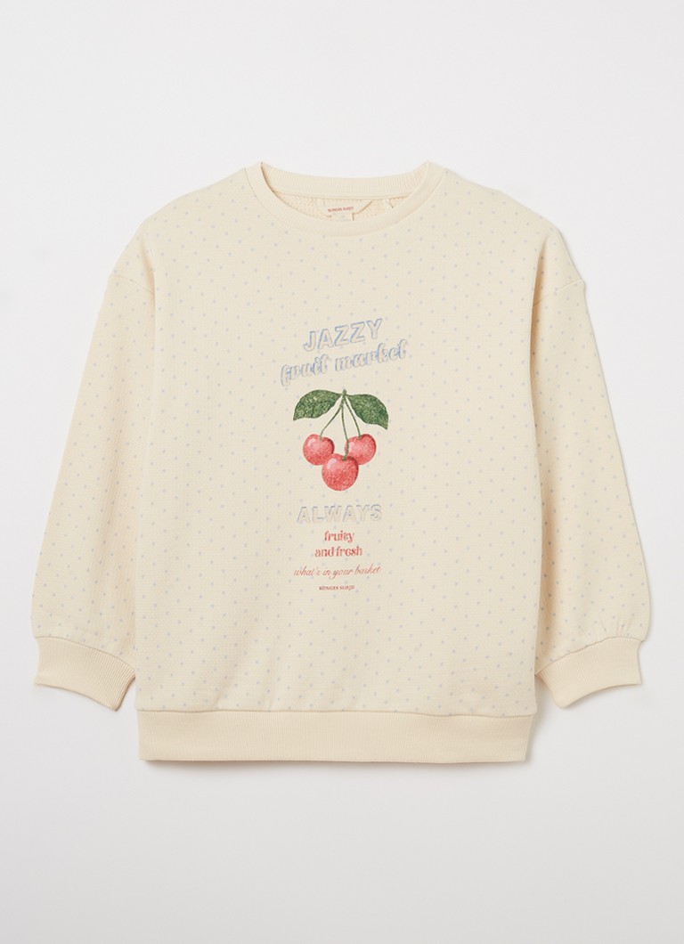Konges Sløjd Meisjes Loupy sweater met print in de kleur Creme, maat: 7Y-8Y=128