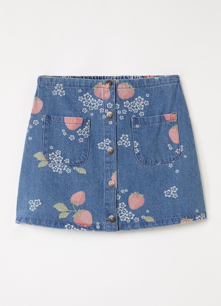 Konges Sløjd Meisjes Magot rok met print in de kleur Blauw, maat: 9Y-10Y=140