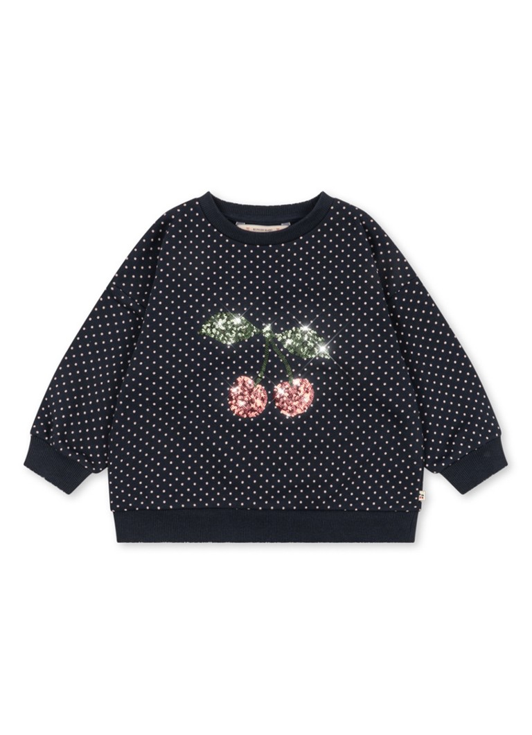 Konges Sløjd Meisjes Lou sweater met pailletten in de kleur Donkerblauw, maat: 4Y=104