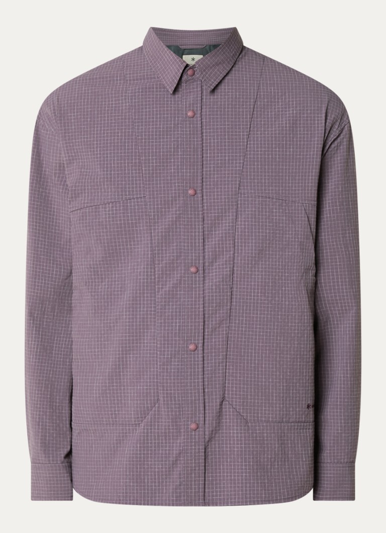 Snow Peak Heren Kasuri overshirt met ruitdessin in de kleur Paars, maat: M