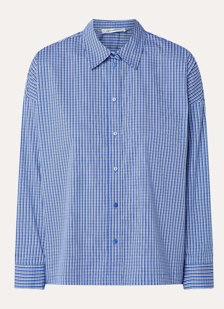 Co'Couture Dames Aniza blouse met streepprint in de kleur Royalblauw, maat: XS
