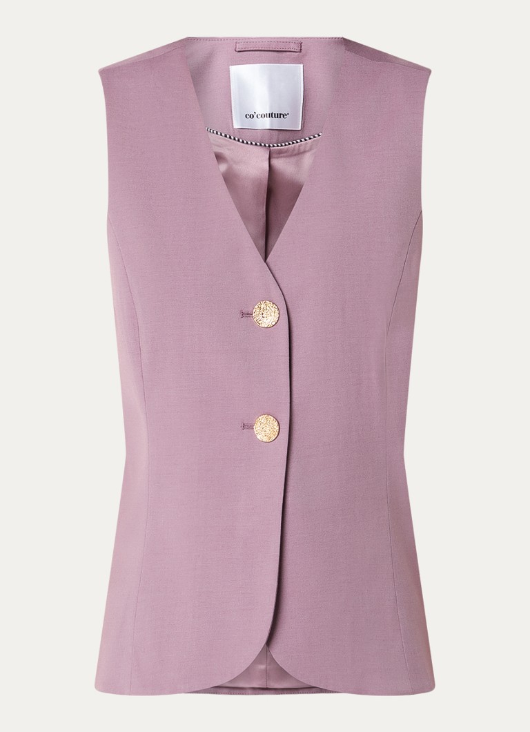 Co'Couture Dames Liam gilet in wolblend met gestrikt detail in de kleur Oudroze, maat: XL