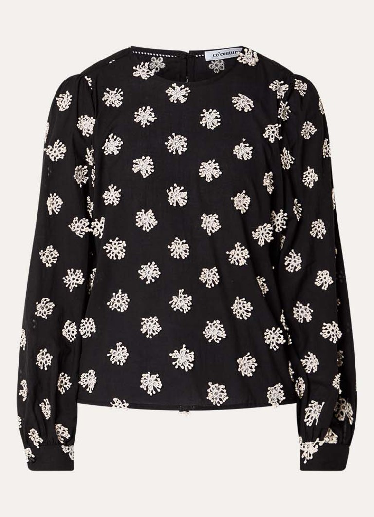 Co'Couture Dames Mally tuniek met borduring in de kleur Zwart, maat: S