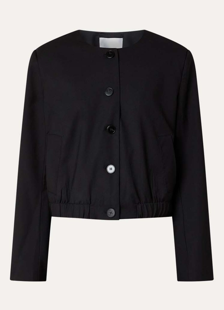 Co'Couture Dames Matty cropped jack met steekzakken in de kleur Zwart, maat: XL