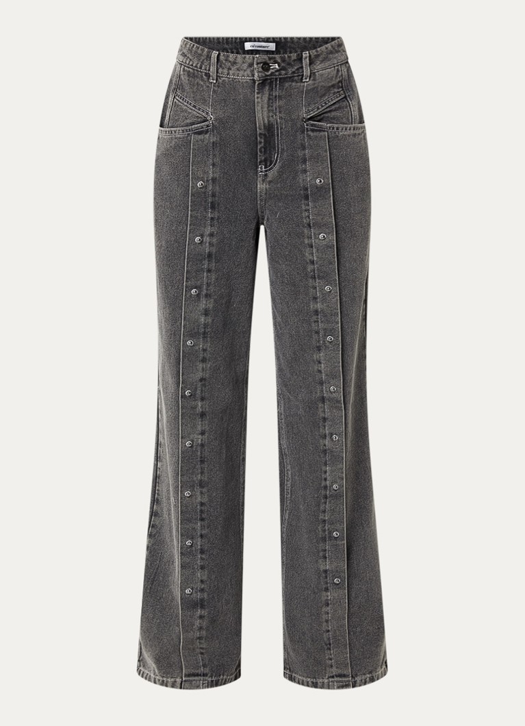 Co'Couture Dames Kellan high waist loose fit jeans met studs in de kleur Middengrijs, maat: XS