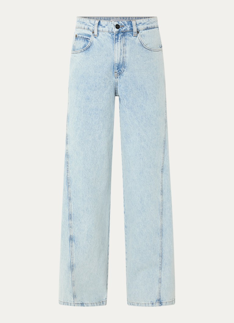 Co'Couture Dames Arona high waist wide leg jeans met lichte wassing in de kleur Indigo, maat: XS