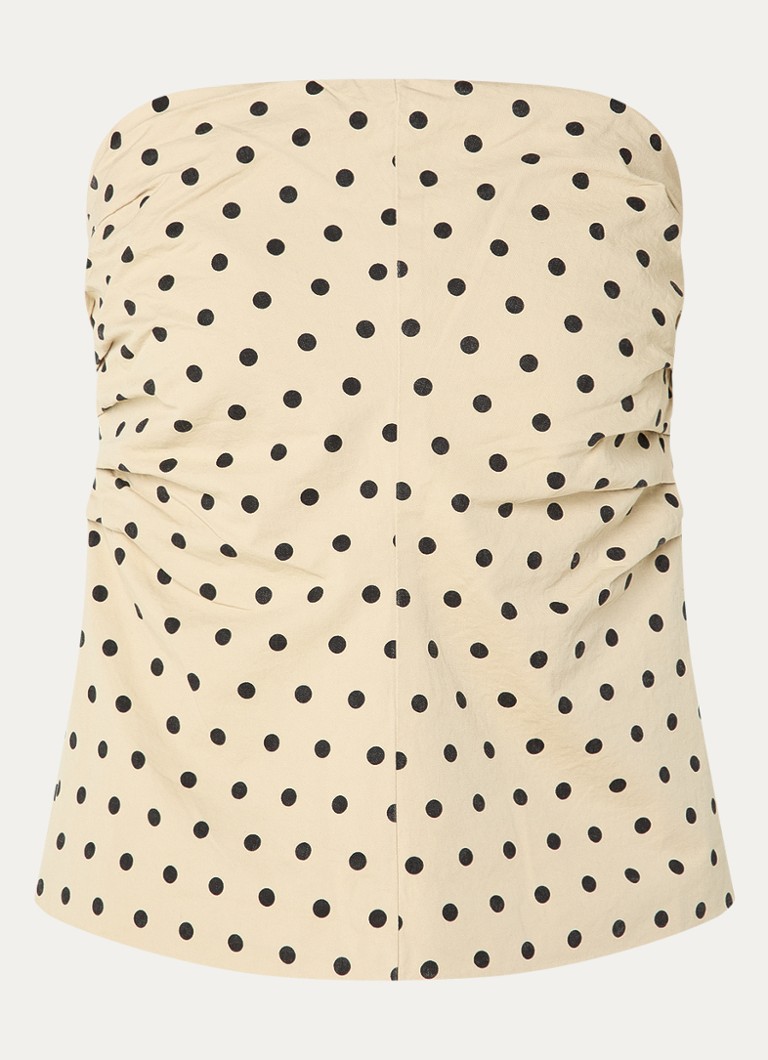 Co'Couture Dames Diddi strapless top met stippenprint in de kleur Beige, maat: S