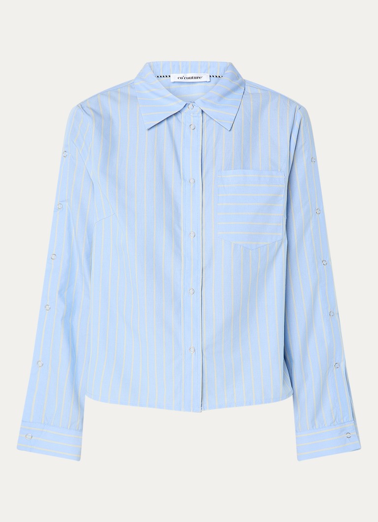 Co'Couture Dames Simo blouse met streepprint in de kleur Blauwgrijs, maat: L