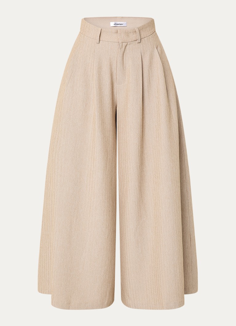 Co'Couture Dames Marlo high waist wide fit pantalon met steekzakken in de kleur Zand, maat: XL