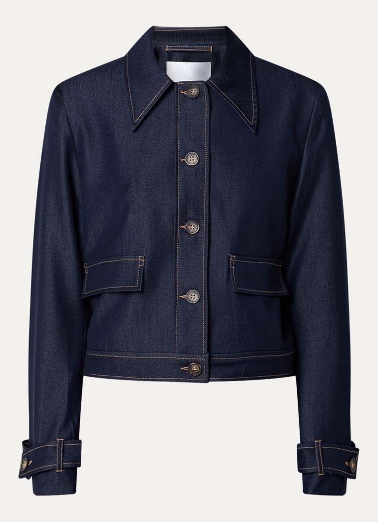 Co'Couture Dames Terry jack van chambray met schoudervulling in de kleur Indigo, maat: L
