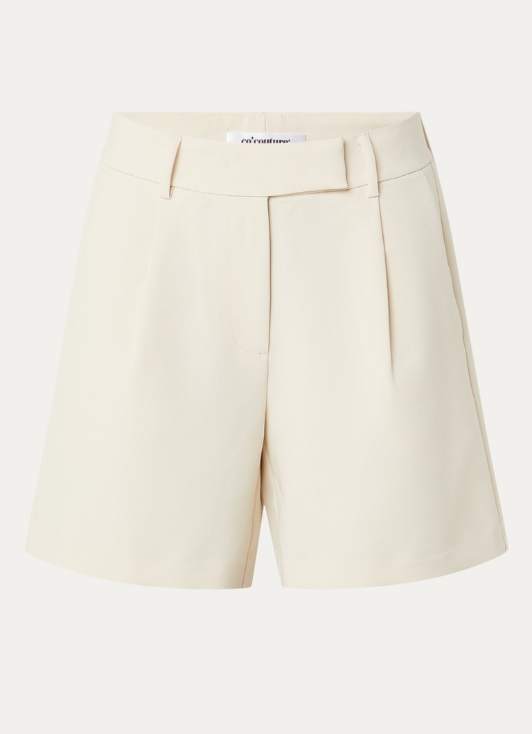 Co'Couture Dames Vola high waist wide fit korte pantalon met steekzakken in de kleur Gebroken wit, maat: M