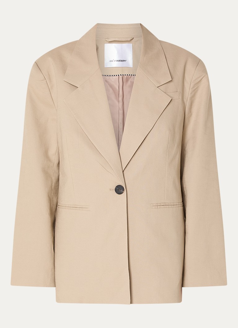 Co'Couture Dames LeilaCC Power oversized blazer met paspelzakken in de kleur Beige, maat: XL