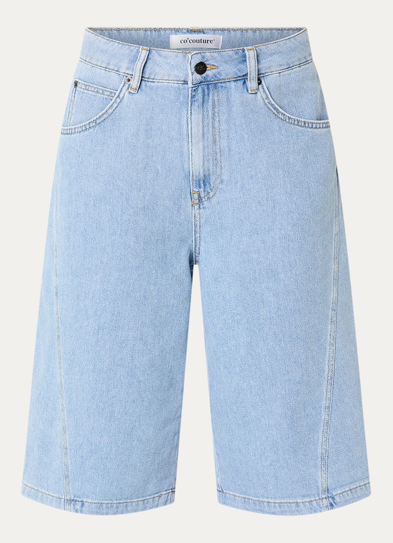 Co'Couture Dames SharonCC high waist straight leg korte broek van denim met lichte wassing in de kleur Indigo, maat: L