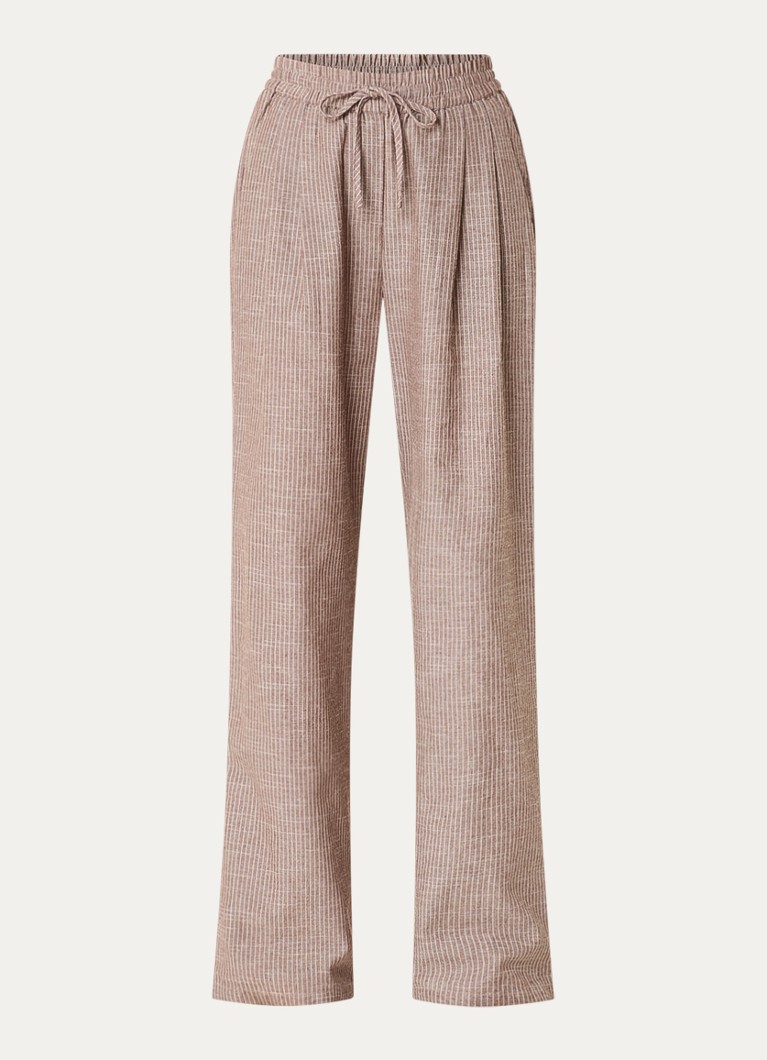 Co'Couture Dames Jihocc high waist loose fit broek met streepprint in de kleur Lichtbruin, maat: M