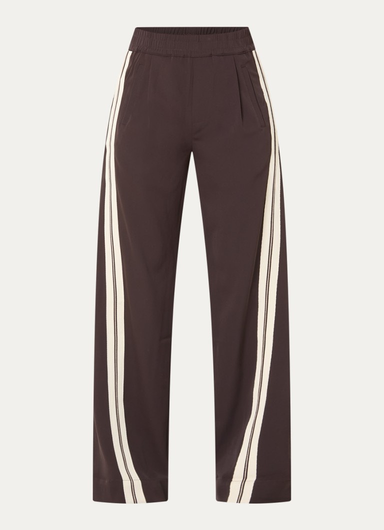 Co'Couture Dames High waist straight fit pantalon met steekzakken in de kleur Donkerbruin, maat: XS
