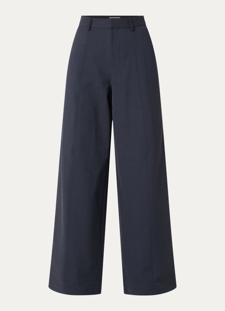 Co'Couture Dames Demi high waist wide fit pantalon met steekzakken in de kleur Blauw, maat: M