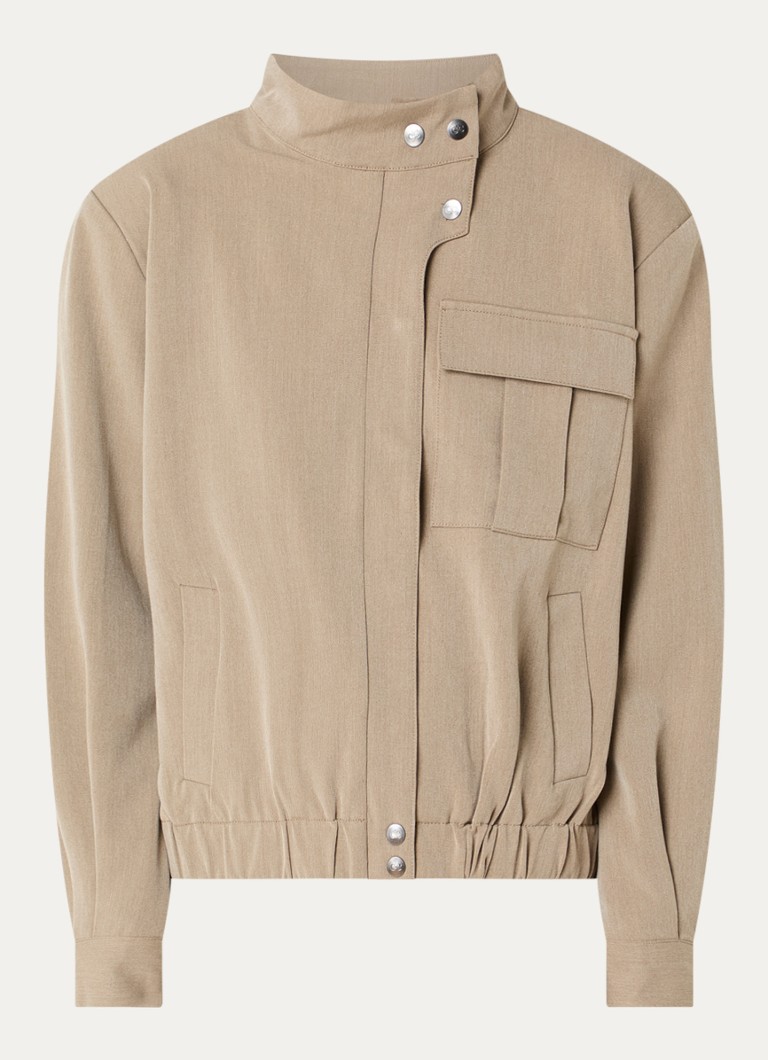 Co'Couture Dames Emina jack met opstaande kraag in de kleur Beige, maat: XS