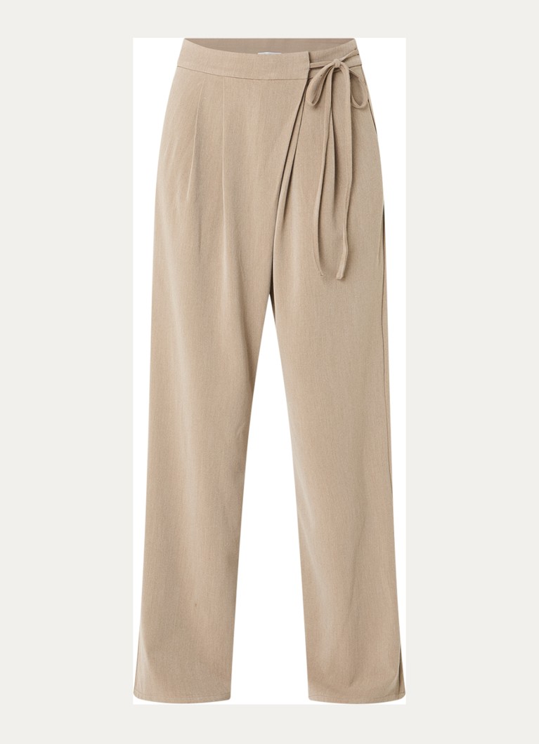Co'Couture Dames High waist wide fit pantalon met steekzakken in de kleur Donkerbeige, maat: XS