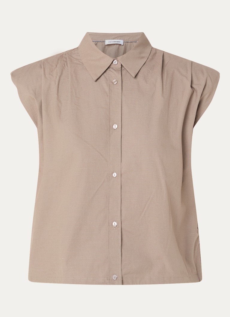 Co'Couture Dames Blouse met streepprint in de kleur Khaki, maat: L