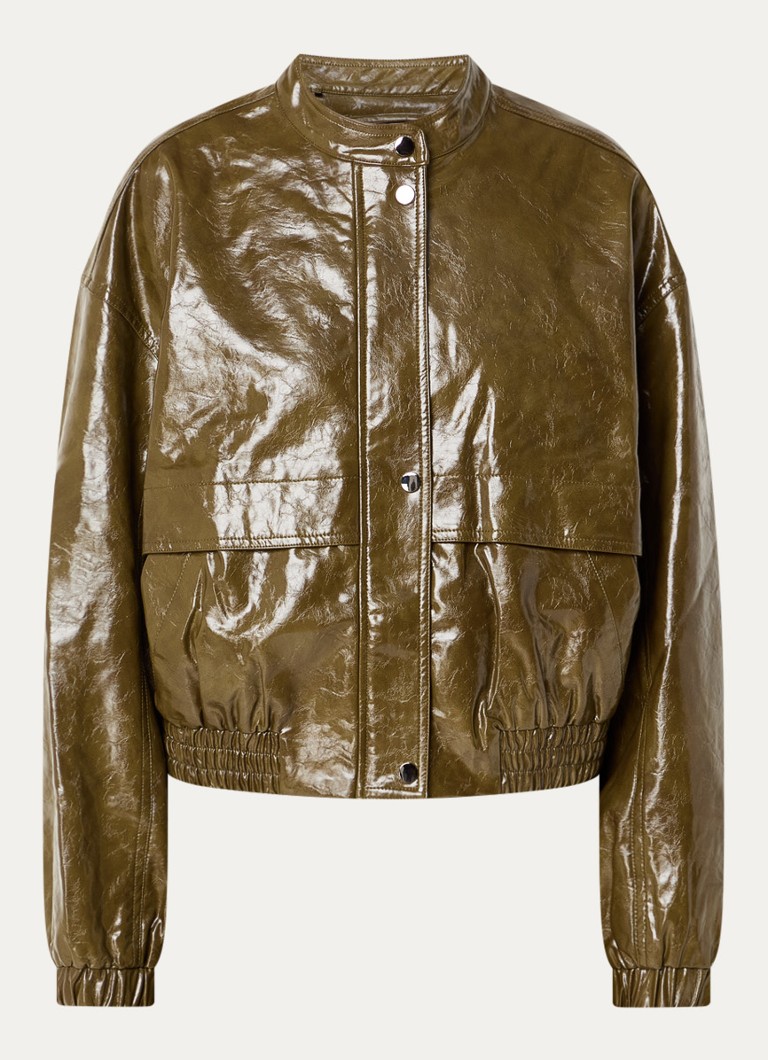 Co'Couture Dames Jack van imitatieleer met glanzende finish in de kleur Mosgroen, maat: XS