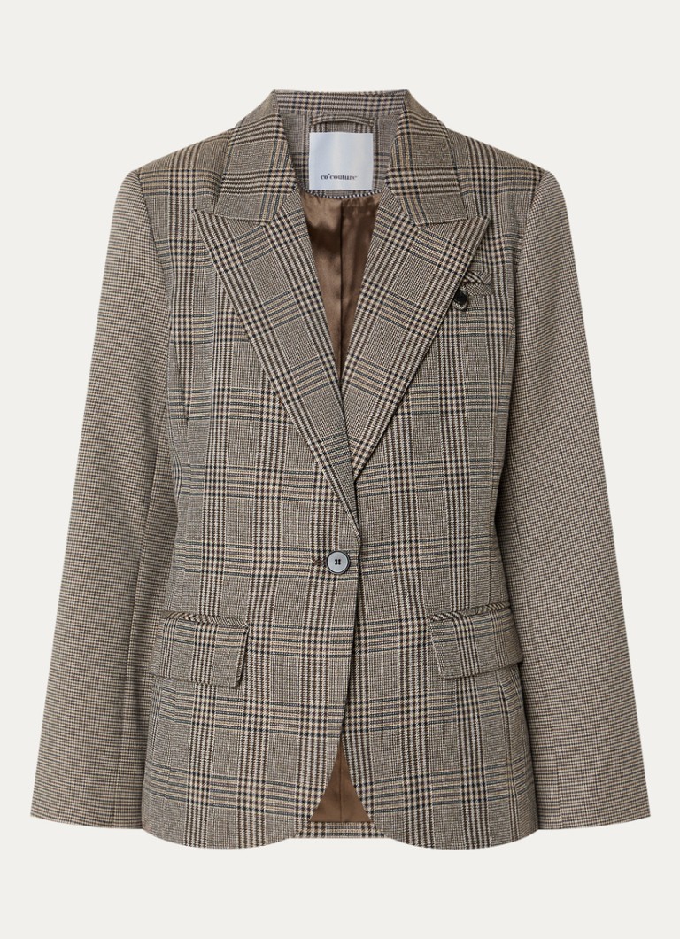 Co'Couture Dames VeyaCC blazer met ruitdessin in de kleur Bruin, maat: XL