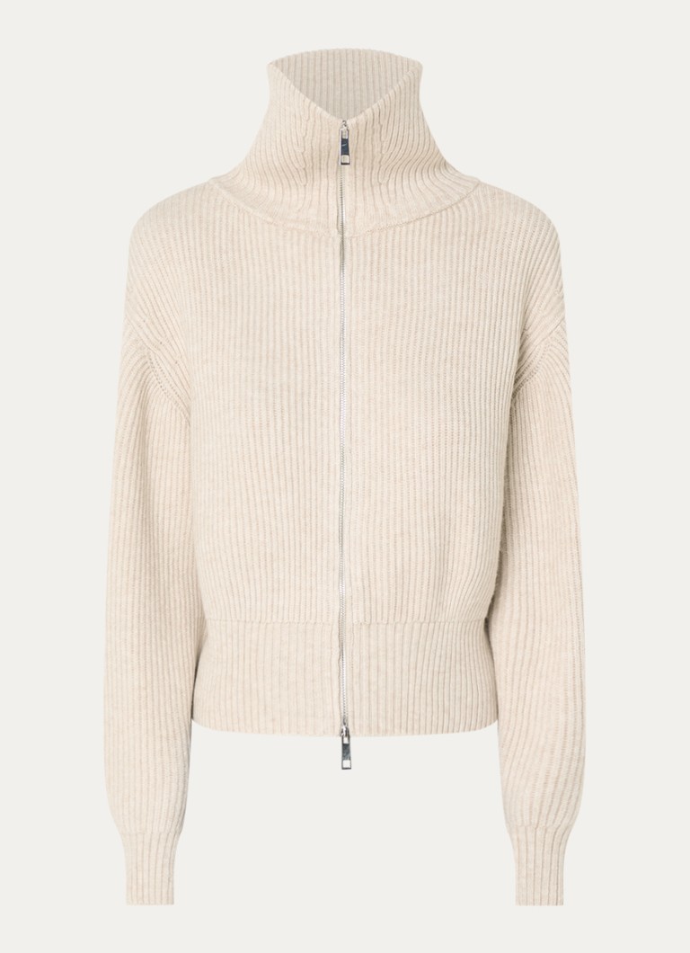 Co'Couture Dames Row grofgebreid vest met opstaande kraag in de kleur Gebroken wit, maat: S
