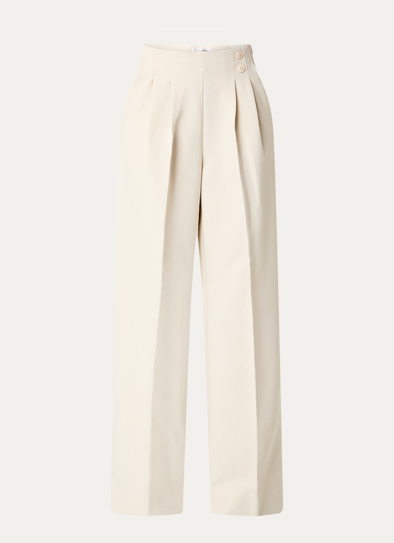 Co'Couture Dames AcileCC LL high waist loose fit pantalon met sierknopen in de kleur Creme, maat: M