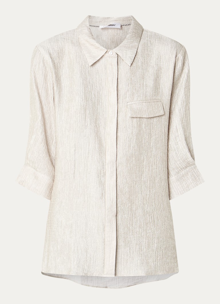 Co'Couture Dames CherCC blouse met lurex en structuur in de kleur Zilver, maat: M