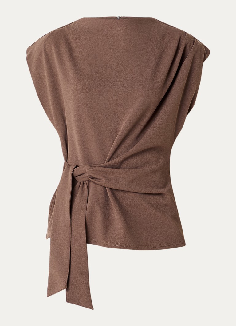 Co'Couture Dames Falcon wikkeltop met strikceintuur in de kleur Lichtbruin, maat: L
