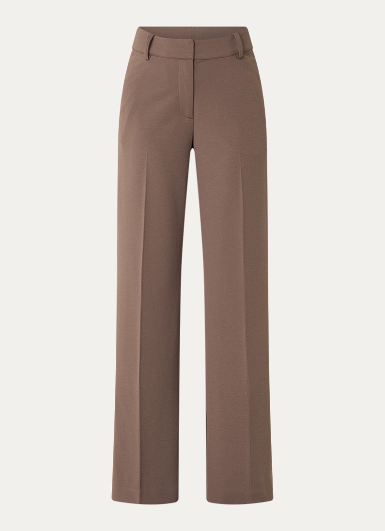 Co'Couture Dames Falcon mid waist flared fit pantalon met steekzakken in de kleur Lichtbruin, maat: L