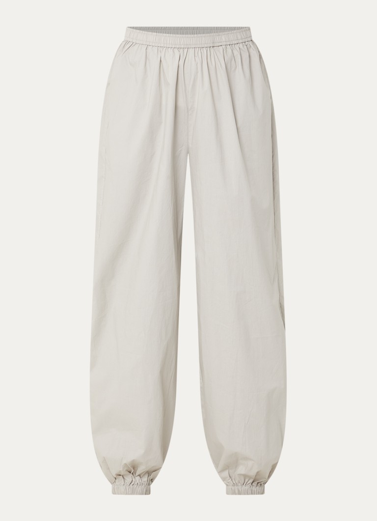 Co'Couture Dames JuneCC high waist tapered fit broek met steekzakken in de kleur Lichtgrijs, maat: M