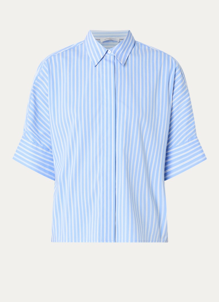 Co'Couture Dames Kai oversized blouse met streepprint in de kleur Blauw, maat: L