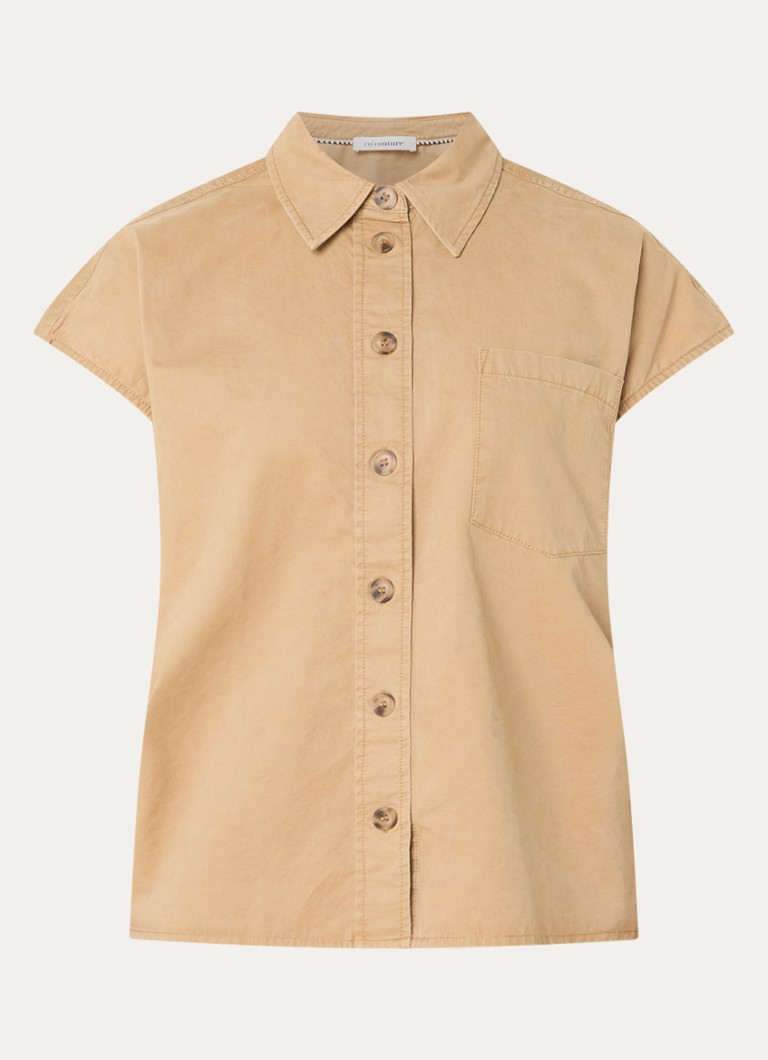 Co'Couture Dames Evelyn mouwloze blouse met borstzak in de kleur Camel, maat: L