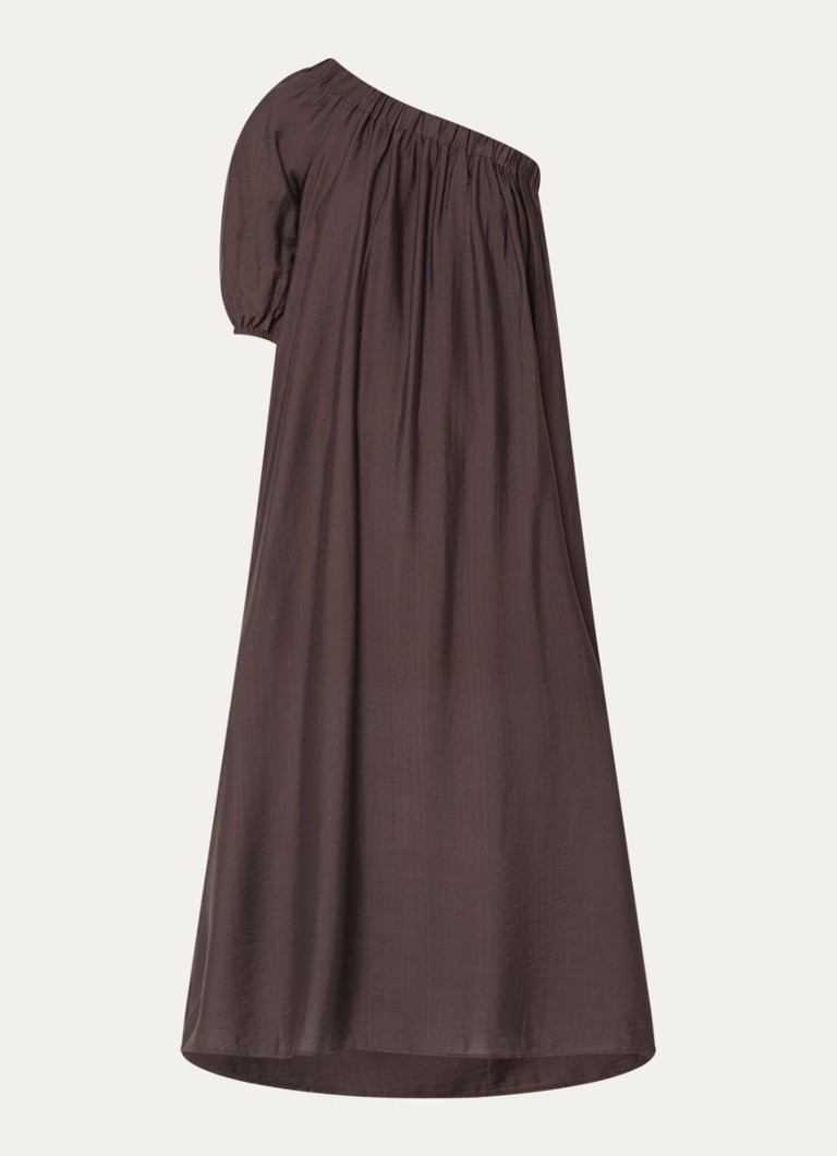 Co'Couture Dames HeraCC one shoulder maxi jurk in de kleur Donkerbruin, maat: M