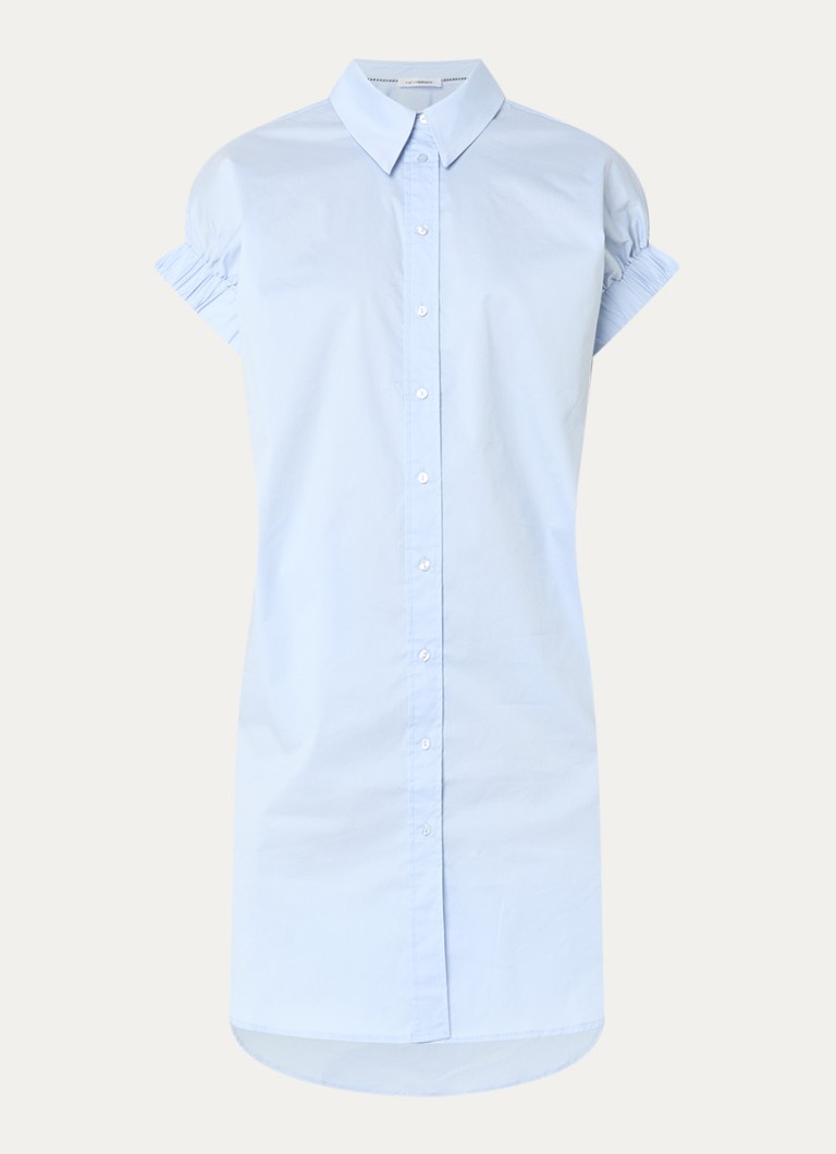Co'Couture Dames PoppyCC midi blousejurk met split in de kleur Lichtblauw, maat: S